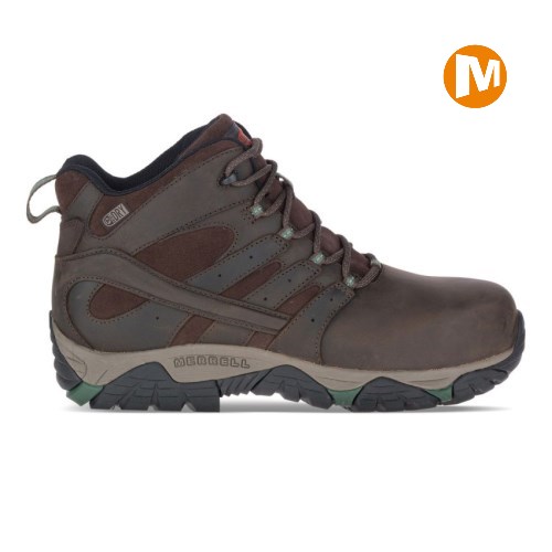 Merrell Moab Vertex Mid Leather Waterproof Comp Toe Sicherheitsschuhe Herren DunkelBraun [DE-LKAPV]